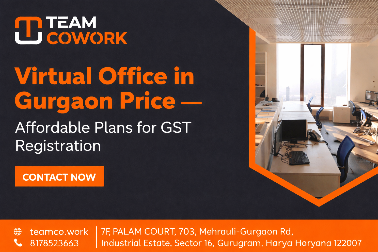 Virtual Office in Gurgaon Price | GST Registration Plans | Team Cowork